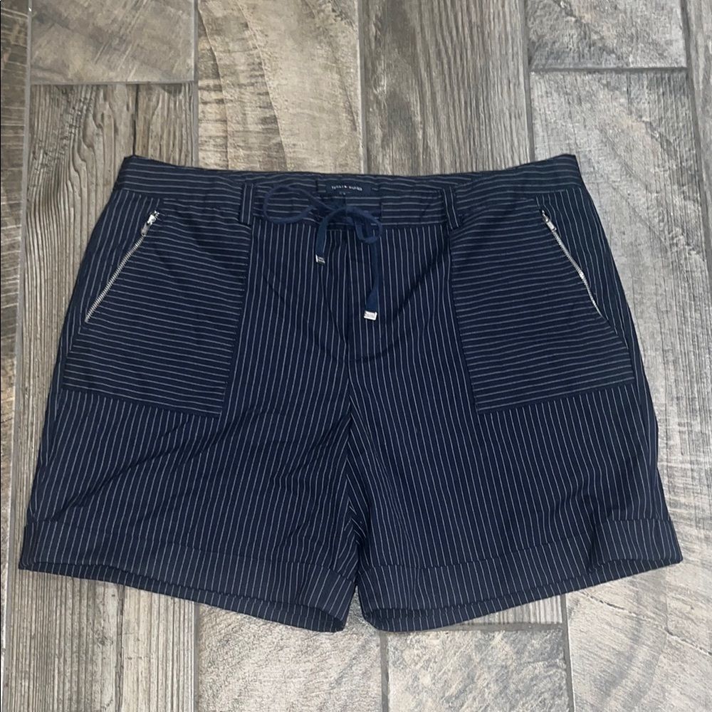 Vintage Tommy Hilfiger Navy Pinstripe Shorts with Zipper Pockets